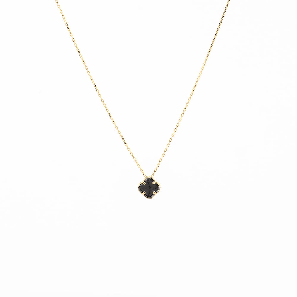 Колие от жълто злато с черна детелина 2,06гр. (диаметър-0,8см.)