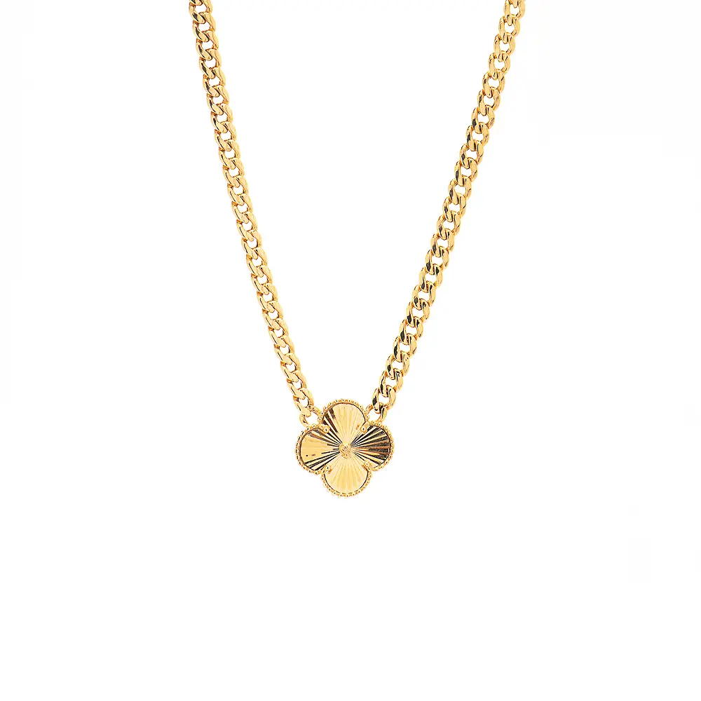 Колие от жълто злато с елемент Детелина без камъни (диаметър- 1,5см.) , 8,84гр. , 45см