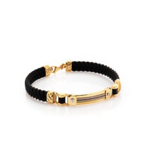 Мъжка силиконова гривна от жълто злато, комбинирана с бяло злато, 11,52гр.