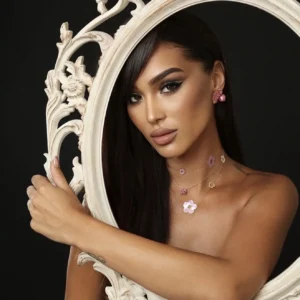 Обеци от розово злато, с цветни цирконии, 10,15гр.